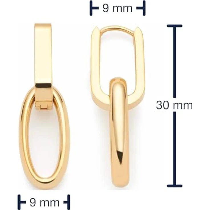 JEWELS BY LEONARDO Kreolen Mathilde, goldfarbene Edelstahl Ohrhänger mit abnehmbaren Kettenglied-Anhängern im Chunky Chain Look, Schmuck Geschenk für Frauen – Bild 3