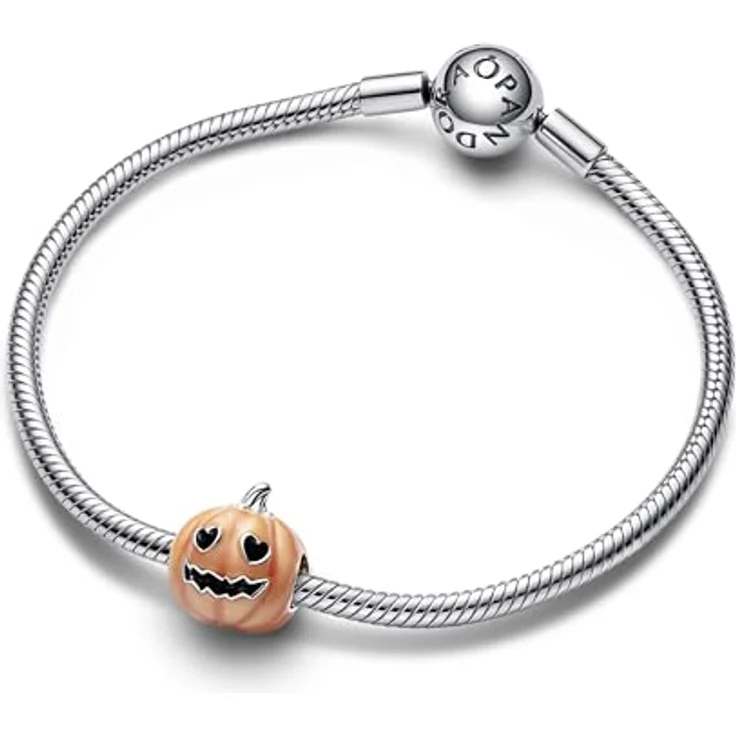 PANDORA Gruseliger Kürbis Charm, im Dunkeln leuchtend, aus Sterling Silber, kompatibel mit Moments Kollektion, 792291C01 – Bild 3