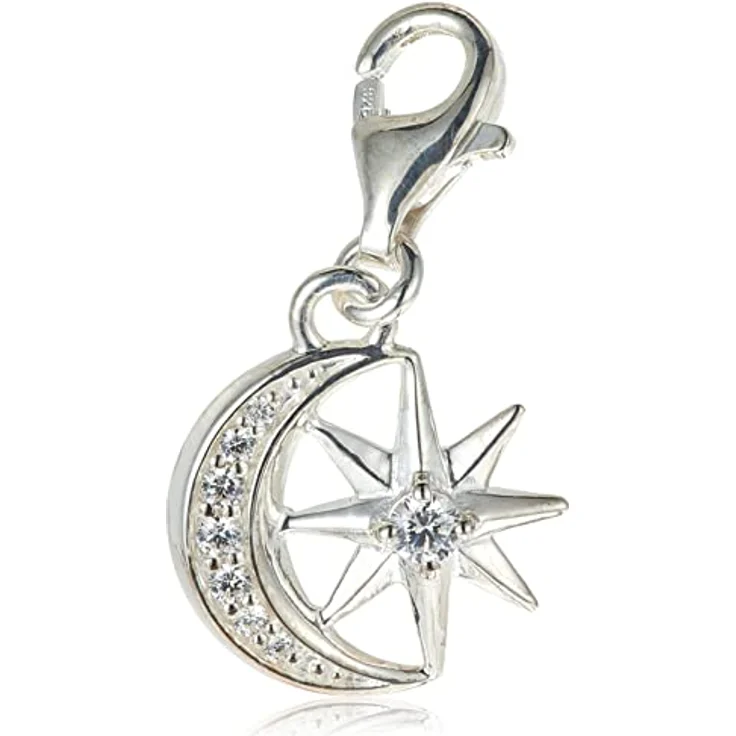 Thomas Sabo Charm-Anhänger Stern & Mond, 925 Sterling Silber, mit Karabinerhaken, Charm Club 1794-051-14 – Bild 3