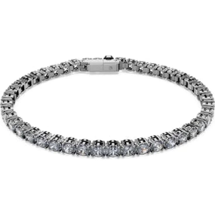 Swarovski Matrix Tennisarmband für Herren, Rundschliff, Rutheniumbeschichtung, Größe XL, Grau, Kristall – Bild 4
