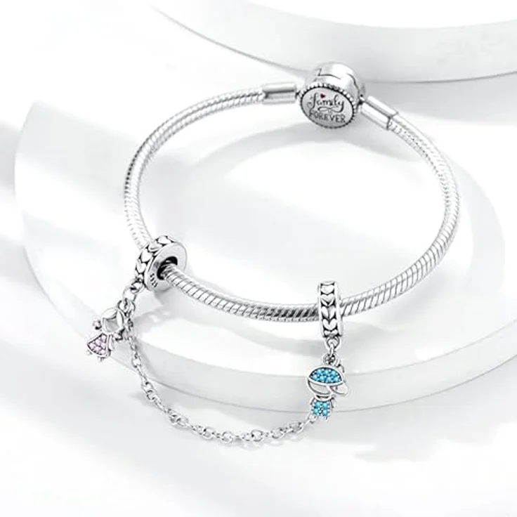 Pandach Damen Charm Anhänger 925 Sterling Silber mit Zirkonia, passend für Armbänder und Halsketten, kompatibel mit europäischen Charm-Armbändern – Bild 2
