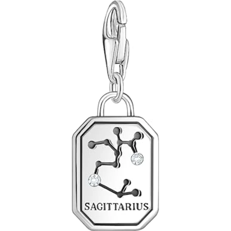 THOMAS SABO Charm-Anhänger Sternzeichen Schütze, 925 Sterlingsilber geschwärzt mit Steinen, Karabinerhaken – Bild 2