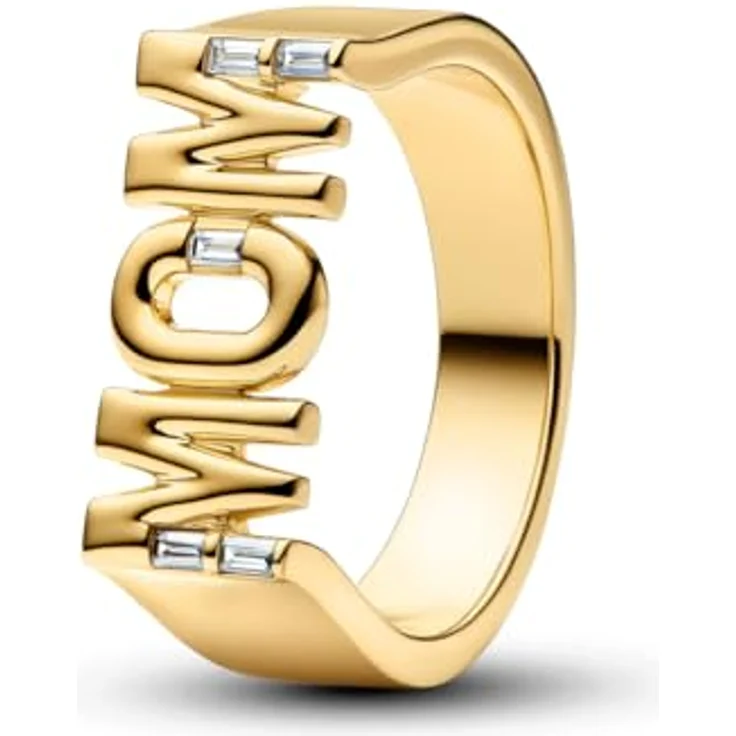 PANDORA Damenring Siegelring Mom 164460C01-50, goldfarben mit Zirkonia, Ringgröße 50/15,9 – Bild 1