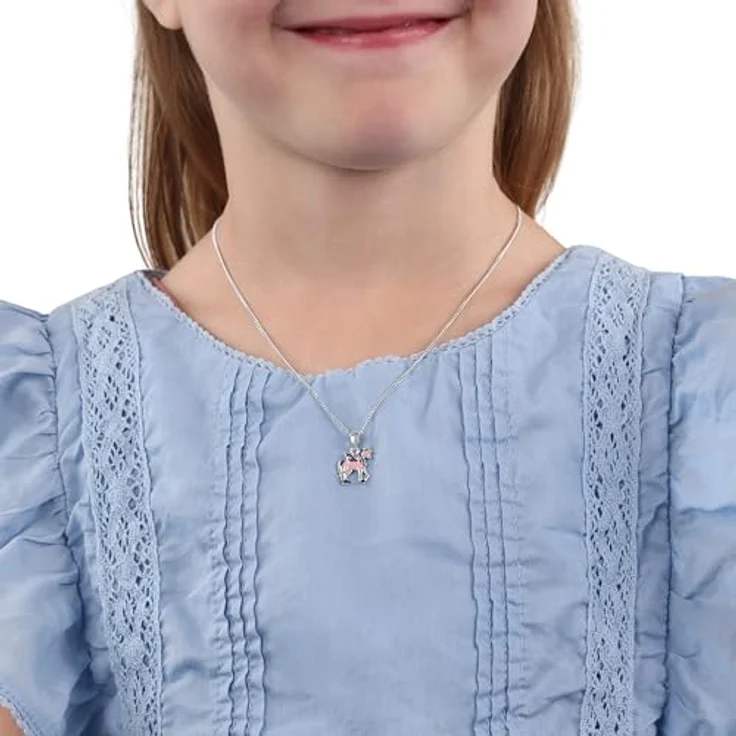 Prinzessin Lillifee Silberkette Einhorn mit rosafarbenem Anhänger und goldfarbenem Horn, für Mädchen – Bild 5