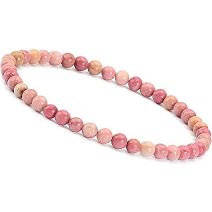 Unique Gems Rhodonit Armband Damen, handgefertigtes Naturstein Perlenarmband 6mm elastisch, Made in Germany, Geschenkidee für Frauen – Bild 1