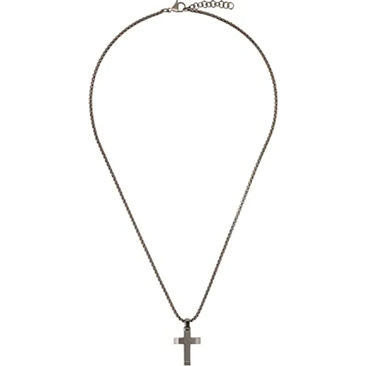 s.Oliver Kette mit Anhänger, Edelstahl, Kreuz, 40+3 cm, Silber, für Jungen, in Geschenkbox, 2035807 – Bild 2