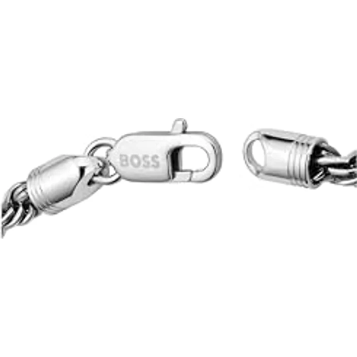 BOSS Jewelry MYLES Herren Gliederhalskette aus Edelstahl mit Seilgeflecht, 55,8 cm, Karabinerverschluss – Bild 2