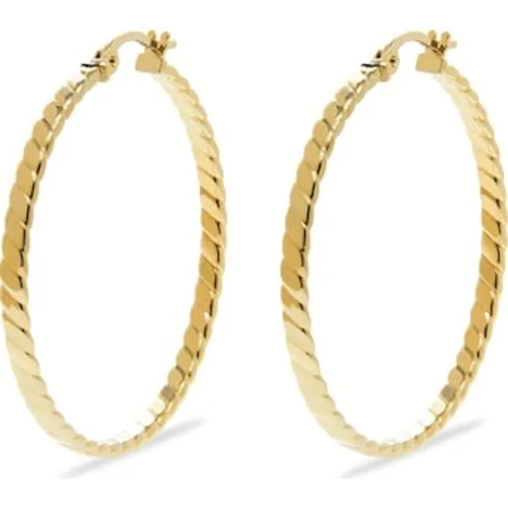CHRIST Creolen 89090164, 585er Gelbgold mit einzigartigem Design und feinen Einkerbungen