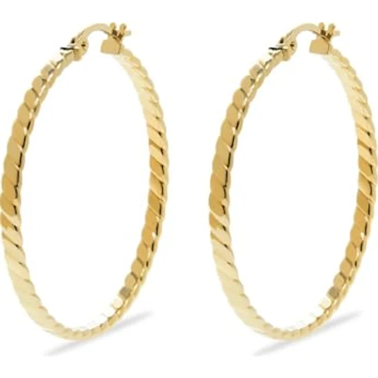 CHRIST Creolen 89090164, 585er Gelbgold mit einzigartigem Design und feinen Einkerbungen – Bild 1