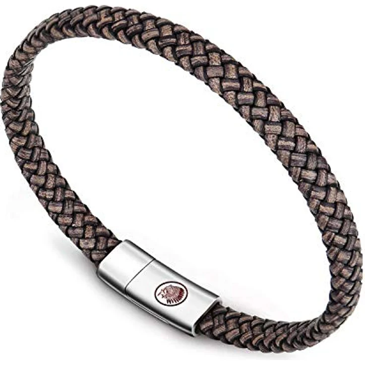 Casisto.J Geflochtenes Lederarmband Herren mit Edelstahl-Schnalle und Magnetverschluss, Schwarz oder Braun, handgefertigt, geruchlos, nickelfrei – Bild 1