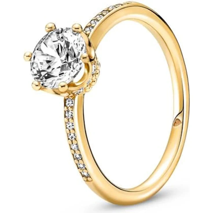 PANDORA SHINE Ring "funkelnde Krone", gelbvergoldet, mit Zirkonia, Größe 48 – Bild 1