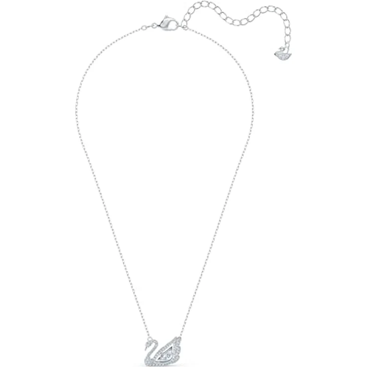 Swarovski Swan Halskette, Schwan, Weiss, Rhodiniert mit funkelnden Elementen und tanzendem Zentrum – Bild 2