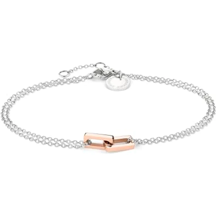 Liebeskind Berlin Damen Armband, Edelstahl Bicolor IP Roségold, 20 cm mit Karabinerverschluss, moderne Gliederkette