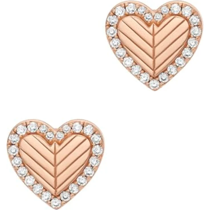 Emporio Armani Damen Ohrstecker, Edelstahl und Halbedelsteine mit Push-Back-Verschluss, glänzendes Roségold – Bild 2