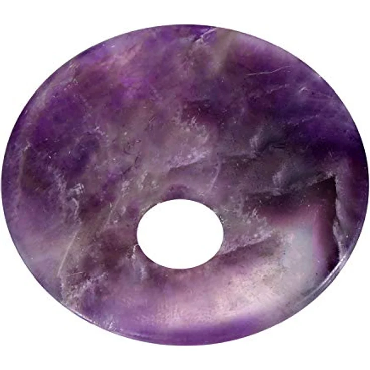 Morella Damen-Halskette 80 cm, runder Amethyst-Anhänger Ø 4,4 cm, im Samtbeutel, individuell kürzbar, Naturprodukt – Bild 3