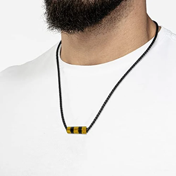 SERASAR Leder Halskette mit goldenen Edelstahl-Anhänger, 60 cm echtes Rindsleder, Herren-Halsband inklusive Schmuckschachtel, Hochzeitsgeschenk – Bild 3