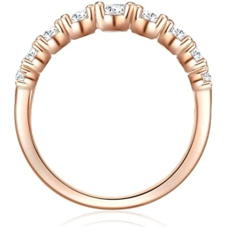 Trilani Damen-Ring Verlobungsring Sterling Silber rosévergoldet mit weißen Zirkonia im Brilliant-Schliff - Memoire-Ring in Schmuckverpackung – Bild 3