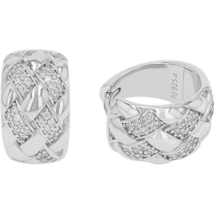 JOOP! Creolen Ohrringe aus 925 Sterling Silber, rhodiniert mit Zirkonia-Steinen, 16 mm, inkl. Schmuck Geschenk Box – Bild 1