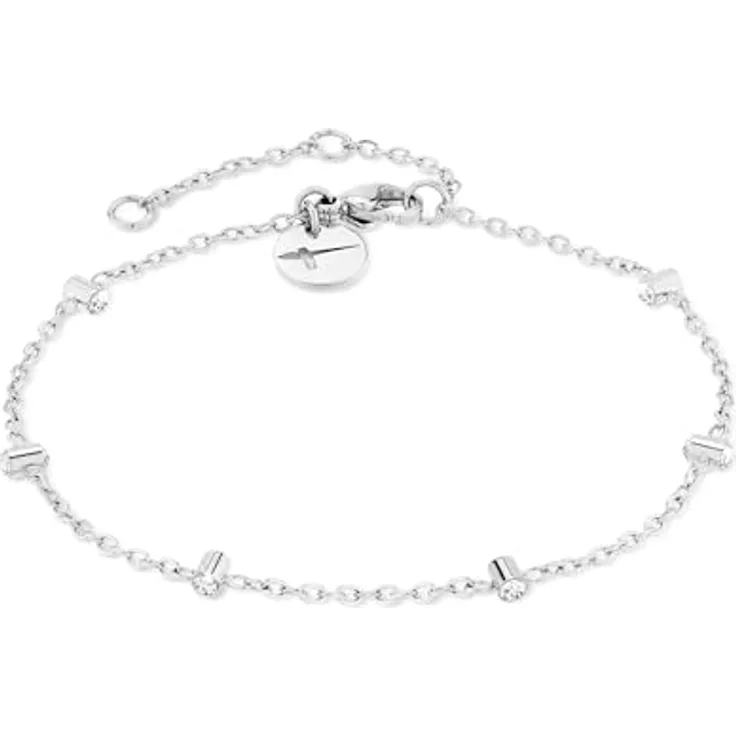 Tamaris Armband TJ-0562-B-21, Damen-Armband mit poliertem Edelstahl und Glasstein, 21 cm, Silber