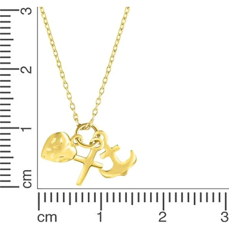Fascination by Ellen K. Damen Anhänger mit Ankerkette aus 375/- Gelbgold, 42+3cm, Glaube, Liebe, Hoffnung, glänzend, gelb – Bild 2