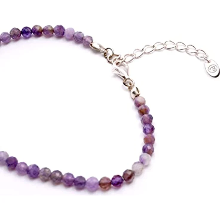 BERGERLIN Amethyst Armband lila mit 925 Sterling Silberperle, facettiertes Perlenarmband Größe XS-S, handmade und verstellbarer Verschluss – Bild 2
