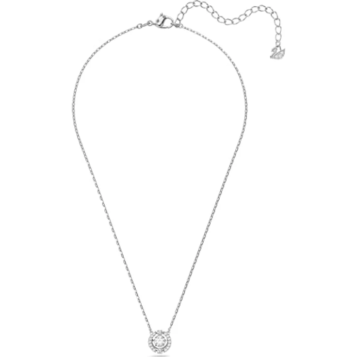 Swarovski Una Halskette, Rund, Weiss, Rhodiniert, Kristallpavé Akzente – Bild 2