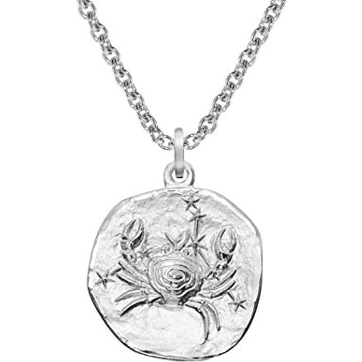 trendor Sternzeichen Krebs Halskette 925 Silber mit Anhänger Ø 16 mm, rhodiniert, 50 cm, für Damen, Herren oder Kinder – Bild 1