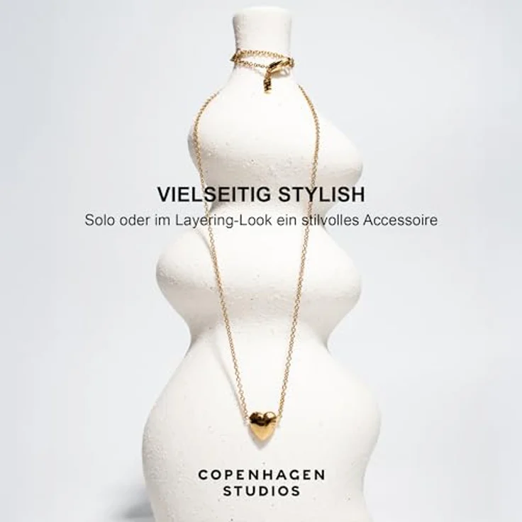 COPENHAGEN STUDIOS Balloon Hearts Halskette, filigrane Damenkette mit Herzanhänger aus poliertem Edelstahl, silber, verstellbare Länge 45-50 cm, wasserfest – Bild 5