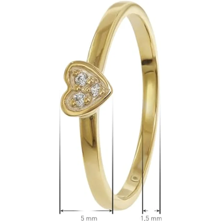 trendor Damenring Gold 333/8K Herz mit Zirkonias, eleganter Ring aus Echtgold für Frauen, Ringgröße 50/15,9 – Bild 5
