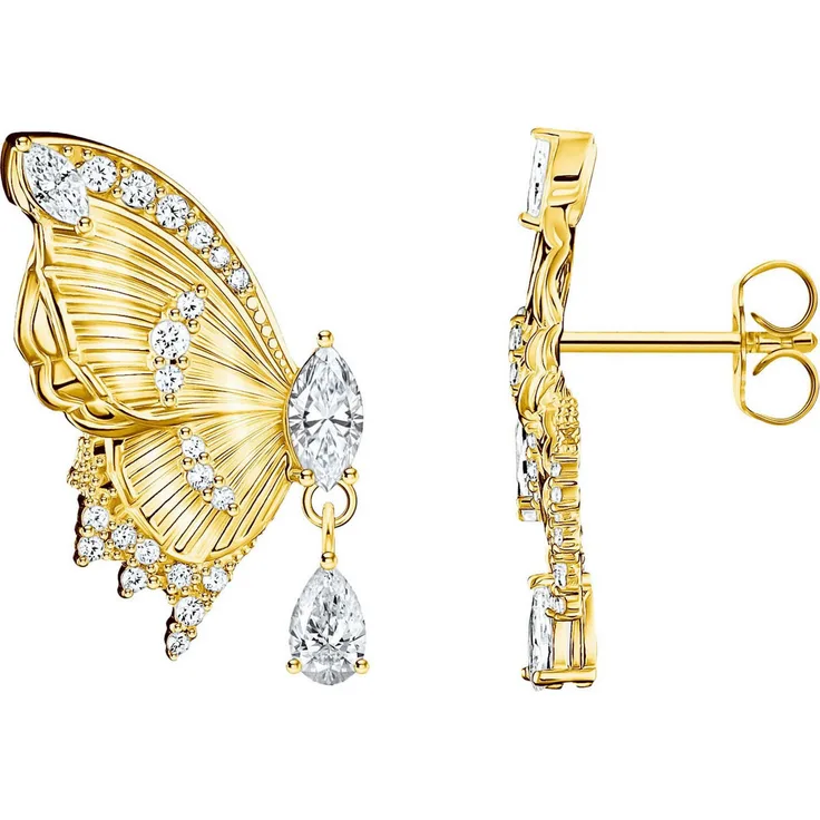 THOMAS SABO Butterfly Paradise Ohrstecker, Schmetterling-Design mit Zirkonia, Silber 925
