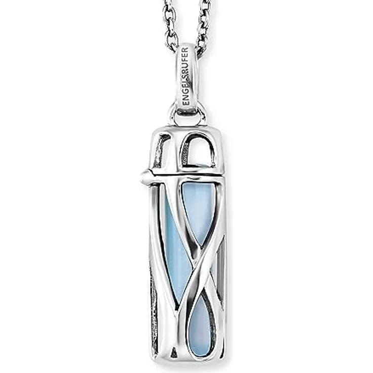 Engelsrufer Damen Halskette aus Sterling Silber mit austauschbarem Rosenquarz Anhänger Größe S, Karabinerverschluss, verstellbar, nickelfrei