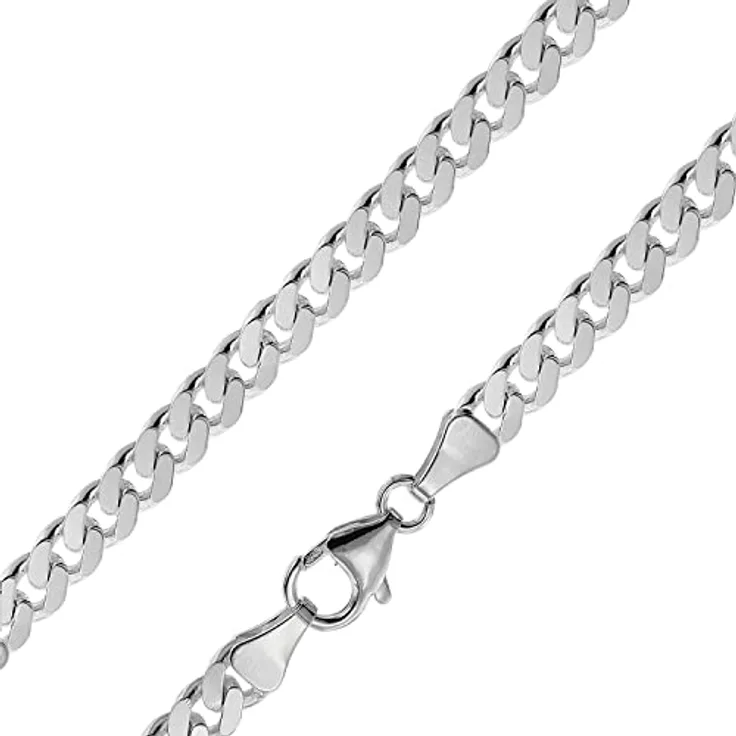 trendor Silberkette für Männer, 925 Sterlingsilber Flachpanzer 5,4 mm, 45 cm mit Karabiner-Verschluss