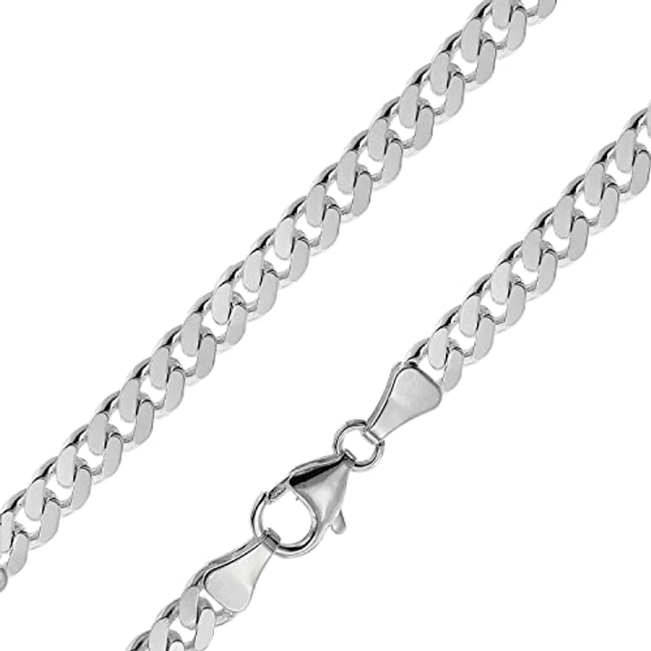 trendor Silberkette für Männer, 925 Sterlingsilber Flachpanzer 5,4 mm, 45 cm mit Karabiner-Verschluss – Bild 1