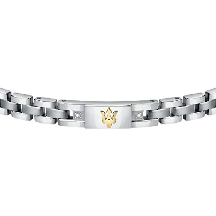Maserati Herren Armband, JEWELS Kollektion, Edelstahl mit Gelbgold PVD und Diamanten, 22 cm, Clipverschluss, JM221ATY04 – Bild 2