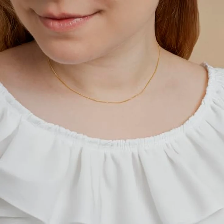 Amberta 925 Sterling Silber Halskette, schlichte Panzerkette in Gold, 40 cm, für Damen und Herren, super dünn, hochglanzpoliert – Bild 2