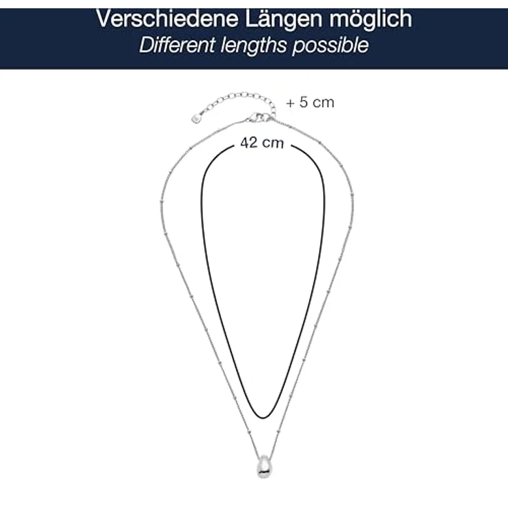 JEWELS BY LEONARDO Halskette Ciao Clothilde, silberfarbener Edelstahl mit Tropfenanhänger, 42-47 cm, trendige Damen-Schmuckstück in Geschenkverpackung – Bild 2