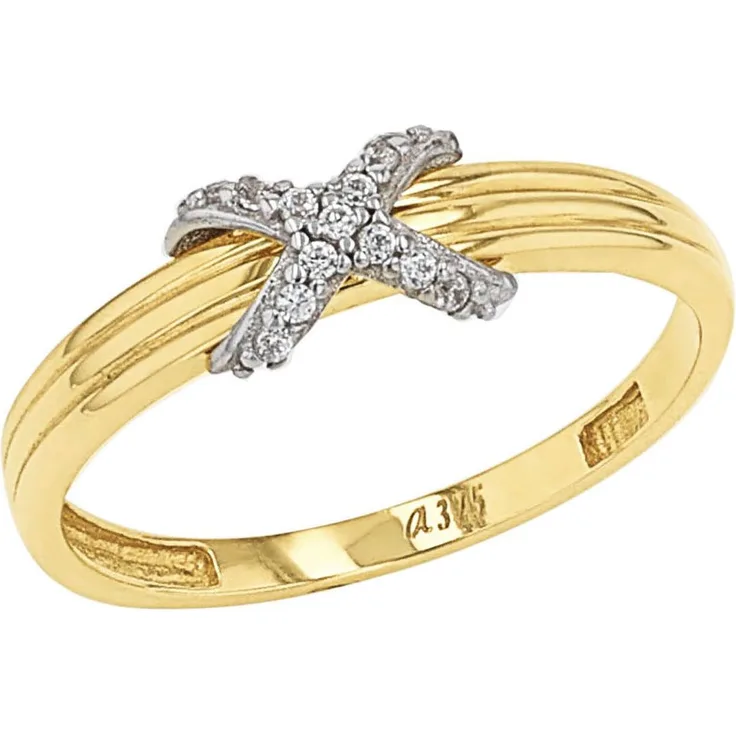 Amor Infinity Fingerring, mit Zirkonia (synth.), Bicolor, 5 mm breit