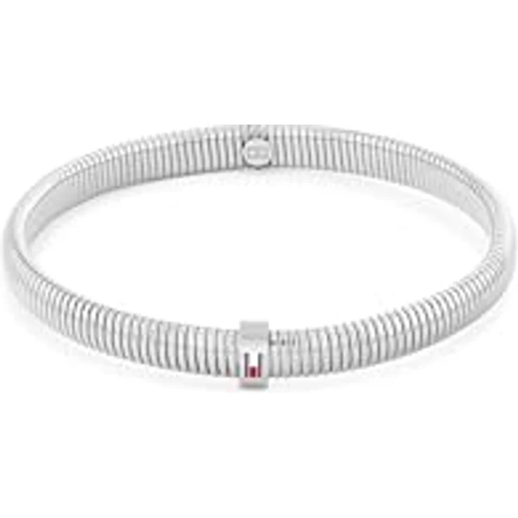 Tommy Hilfiger Jewelry Dehnbarer Armreif für Damen aus Edelstahl, erhältlich in Silber, Gold, Roségold oder Bicolor mit emaillierter Flagge – Bild 1