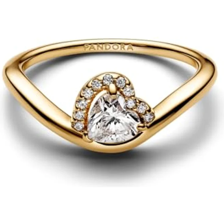 Pandora 163660C01 Damen-Ring Welliges Herz, goldfarben, Zirkonia, aus Timeless Kollektion, Breite Ringkopf 8 mm, Größe 58/18,5 – Bild 2