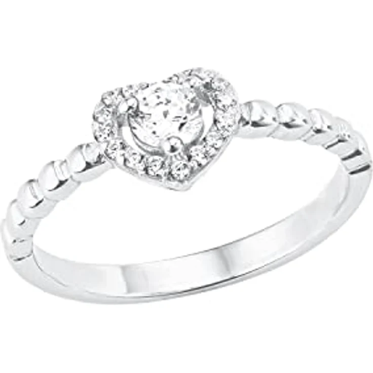 Amor Herz-Ring aus 925 Sterling Silber, Damenring mit 17 Zirkonia-Steinen, 7 mm breit – Bild 1