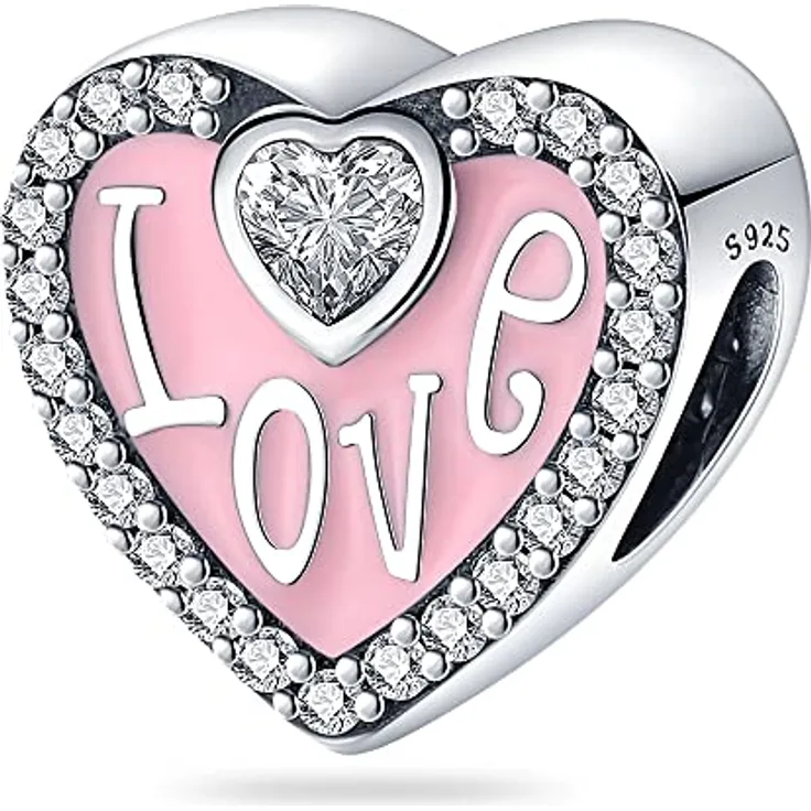 TINSLO Charm Anhänger Damen 925 Sterling Silber mit Zirkonia-Steinen, kompatibel mit Pandora Armband und Halskette, für europäische Armbänder