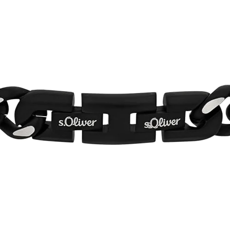s.Oliver Herren Armkette, Edelstahl IP schwarz, 1,1 cm breit, verstellbar von 21,5 cm auf 20 cm – Bild 3