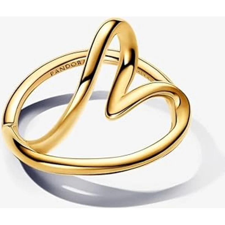 PANDORA Essence Organisch Geformtes Herz Ring aus Sterling Silber mit vergoldeter Metalllegierung, Größe: 58, modernes Design aus unvollkommenem Herzen – Bild 5