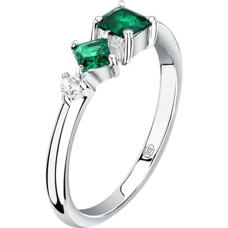 CHRIST Damen-Ring 925er Silber, recycelter Zirkonia, Größe 54, Silber 32027896