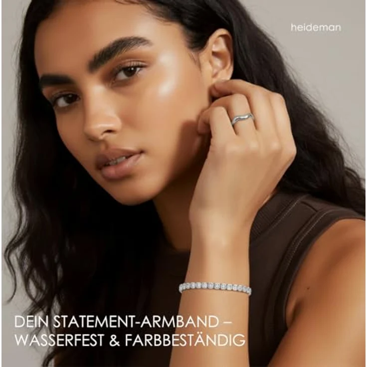 Heideman Armband Damen Amilla II, silberfarbenes Tennisarmband aus hochwertigem Edelstahl mit Zirkonia Steinen, hypoallergen und matt poliert, inkl. Verlängerung – Bild 3