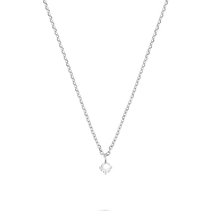 Tamaris Necklace, Halskette mit funkelndem Anhänger aus Edelstahl, verstellbar bis 43 cm, wasserfest & hautfreundlich, Silber