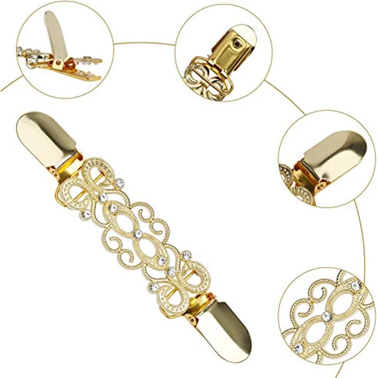 HONGXIN-SHOP 3-teilige Pulloverclips aus Legierung in Gold, Silber und Bronze, Vintage-Broschen ohne Stein für Pullover, Kleider und Schals – Bild 5