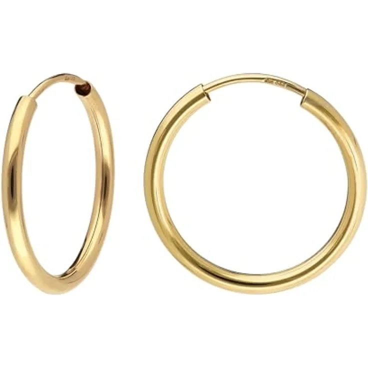 trendor Damen-Ohrringe Gold 333 / 8K Creolen, 2 mm Breite, Ø 20 mm, eleganter Ohrschmuck aus Echtgold, zeitlose Geschenkidee, 15174