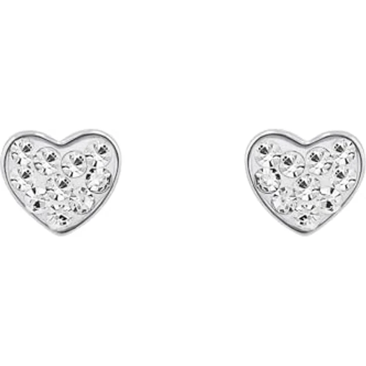 Amor Damen-Ohrstecker Herzen aus 925 Silber, rhodiniert mit Swarovski Kristallen in Weiß, 6 mm - 339124 – Bild 2