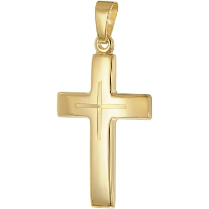 trendor Kreuz-Anhänger Gold 333 (8K) mit vergoldeter Silberkette, 45 cm, hochglanzpoliert und diamantiert, zeitloses Schmuckstück für Damen und Herren – Bild 2